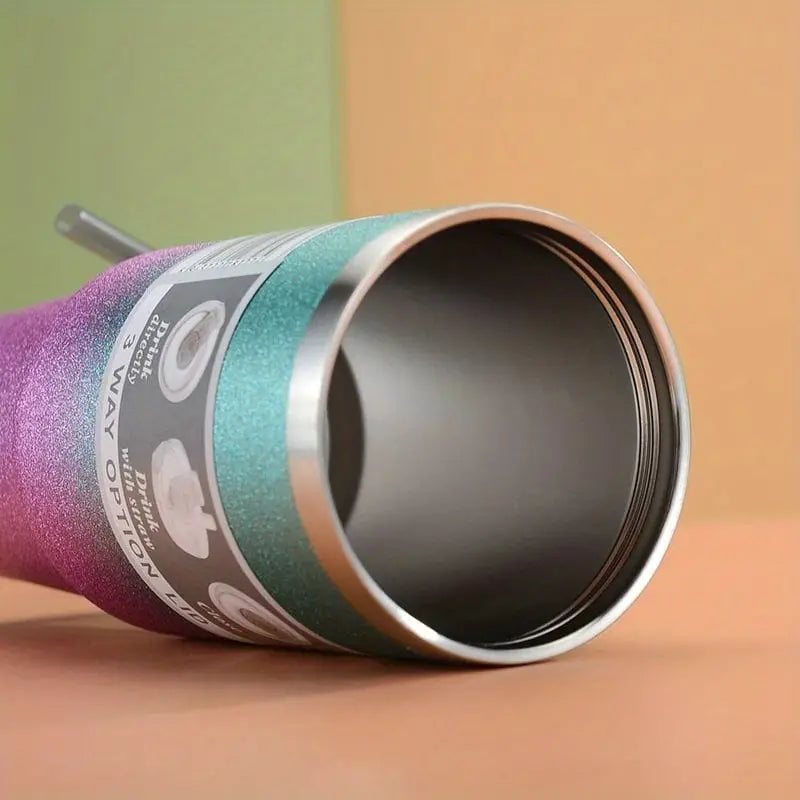Diamond Termosmugg 900ml – Rostfritt Stål med Sugrör & Spillfritt Lock