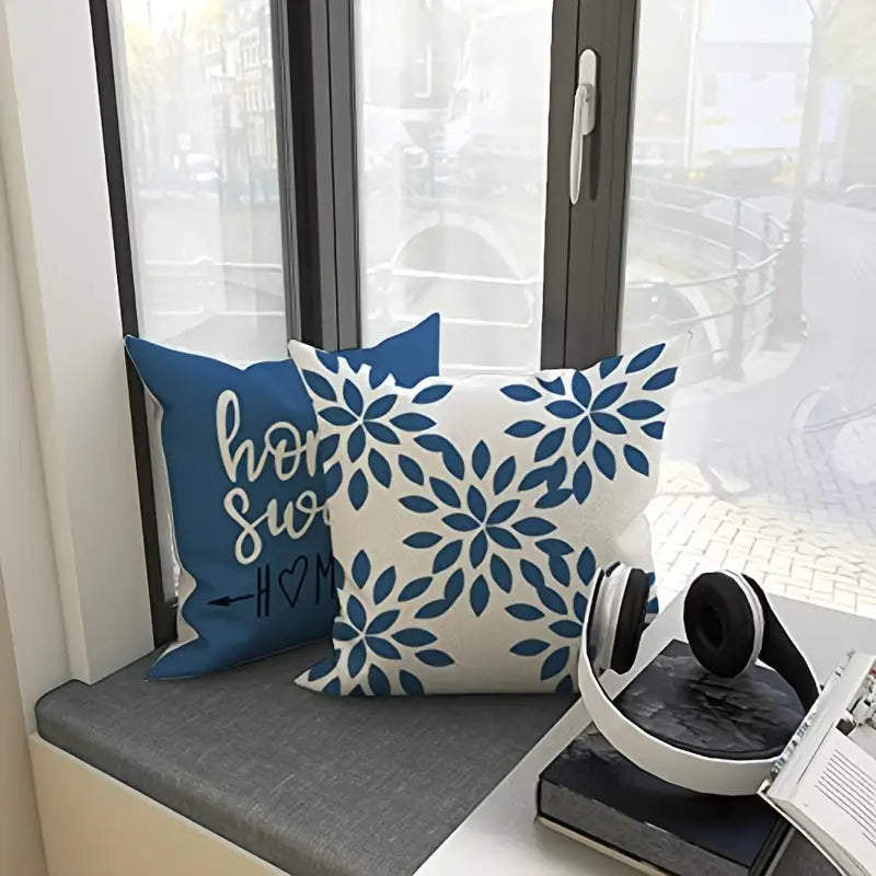 Kuddfodral 4-pack 45×45 cm – Ljusblå & Vita Dekorativa Överdrag