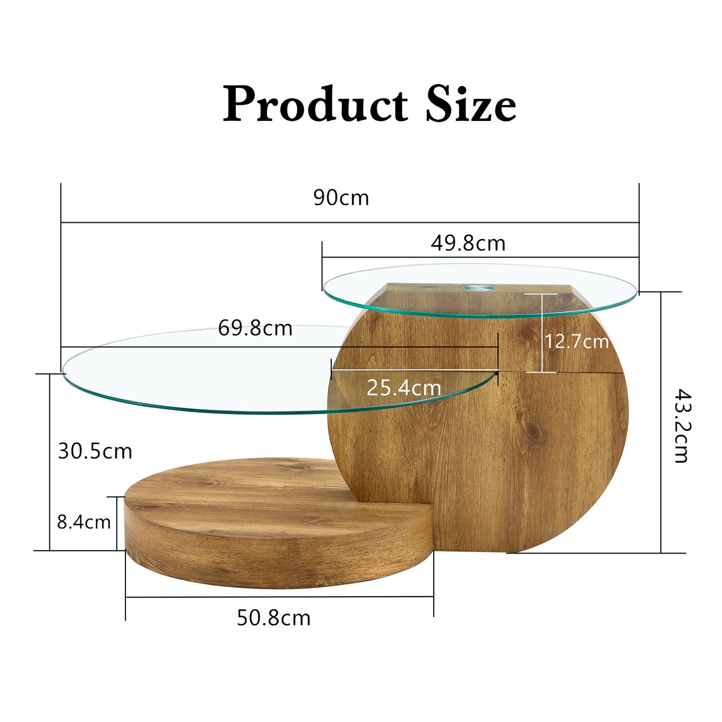 đȘ Minimalistiskt Runt Soffbord i Glas â Flerlagersdesign med TrĂ€struktur â För Vardagsrum & Kontor