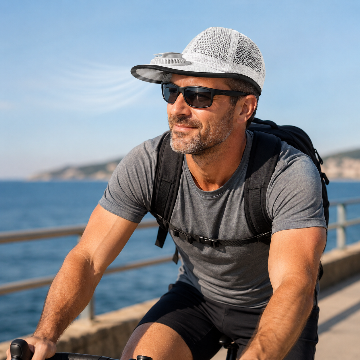 Solkeps med Fläkt och USB-laddning – Svalkande Solhatt för Sommar, Cykling & Utomhus