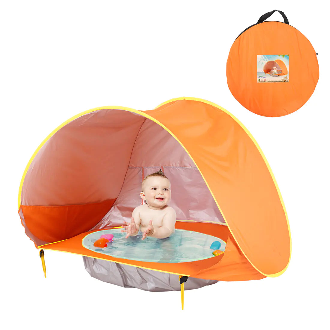 Automatisk Pop-Up Barnpool med Avtagbart Tält – 117×79×70 cm