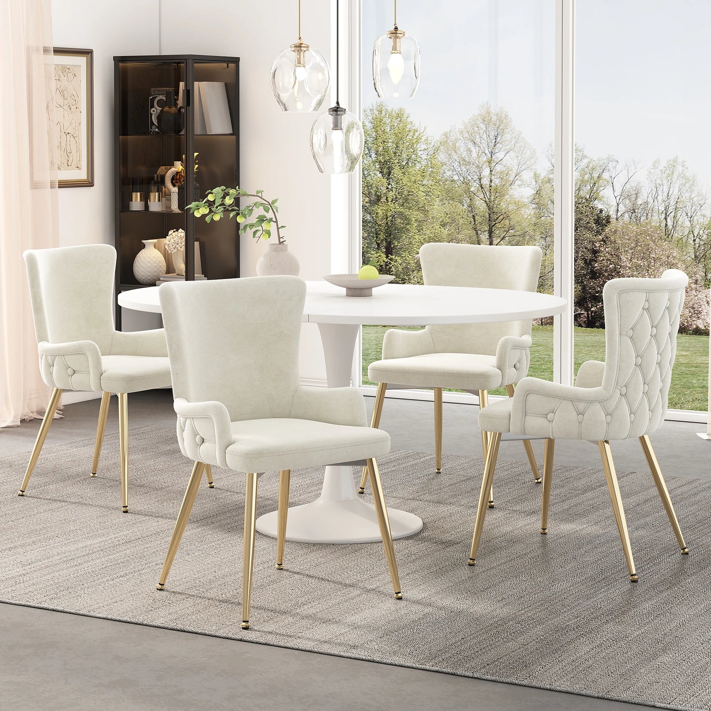 2-pack Sammetstolar med Guldben – Modern Design för Vardagsrum & Sovrum, Beige
