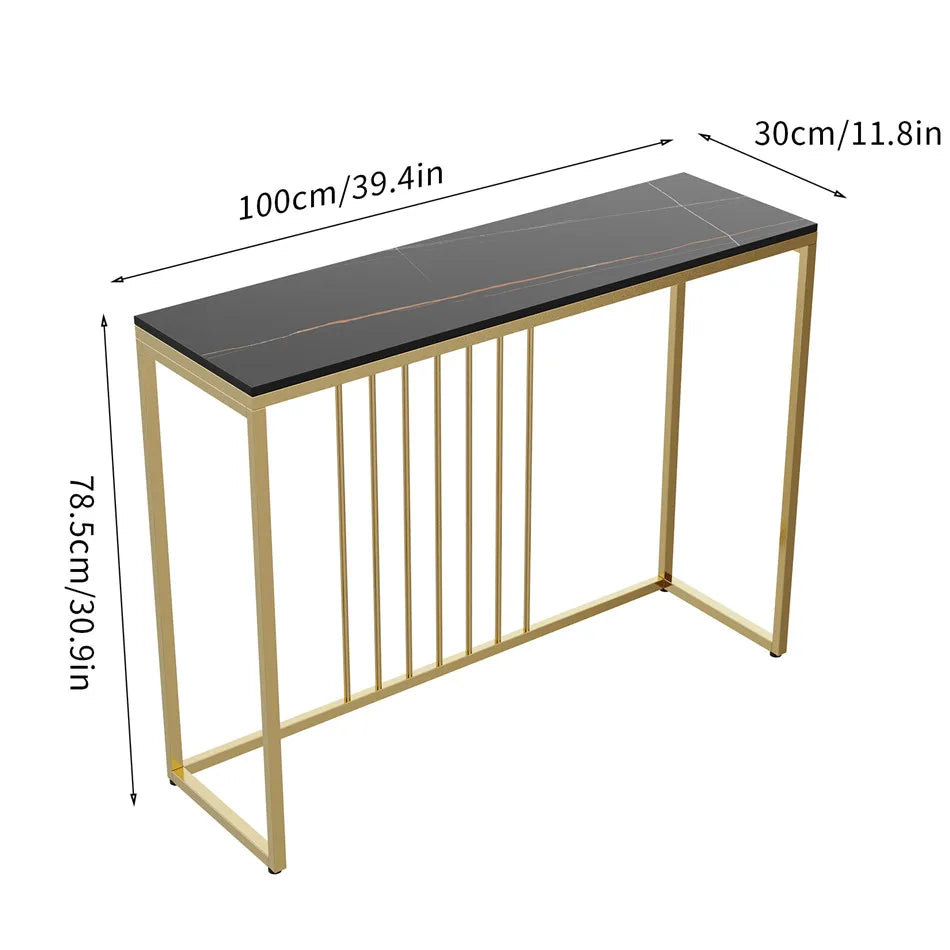đȘ LUVODI Konsolbord â Sintersten & Guldmetall â 100Ă30Ă78.5 cm â Modern Minimalistisk Design