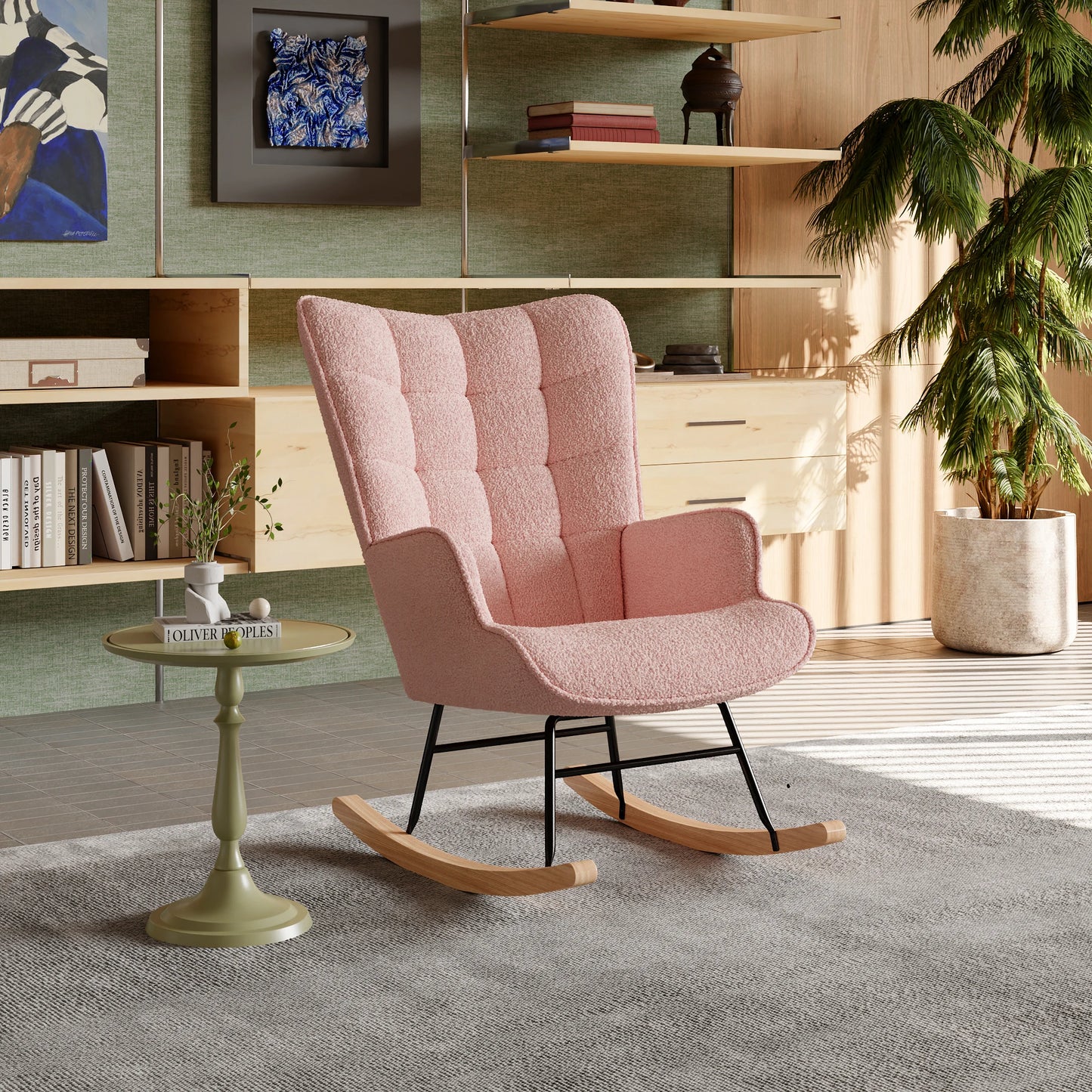 Rosahqnda Gungstol – Mjuk Teddytextil & Modern Design för Vardagsrum och Små Utrymmen