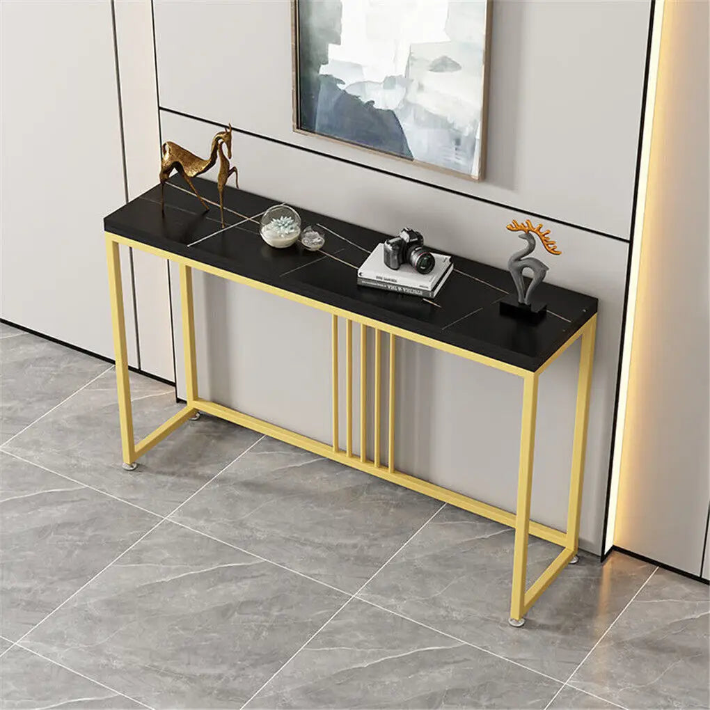 đȘ LUVODI Konsolbord â Sintersten & Guldmetall â 100Ă30Ă78.5 cm â Modern Minimalistisk Design