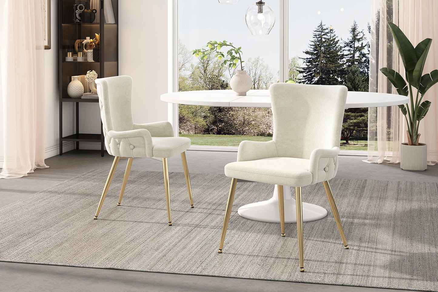 2-pack Sammetstolar med Guldben – Modern Design för Vardagsrum & Sovrum, Beige