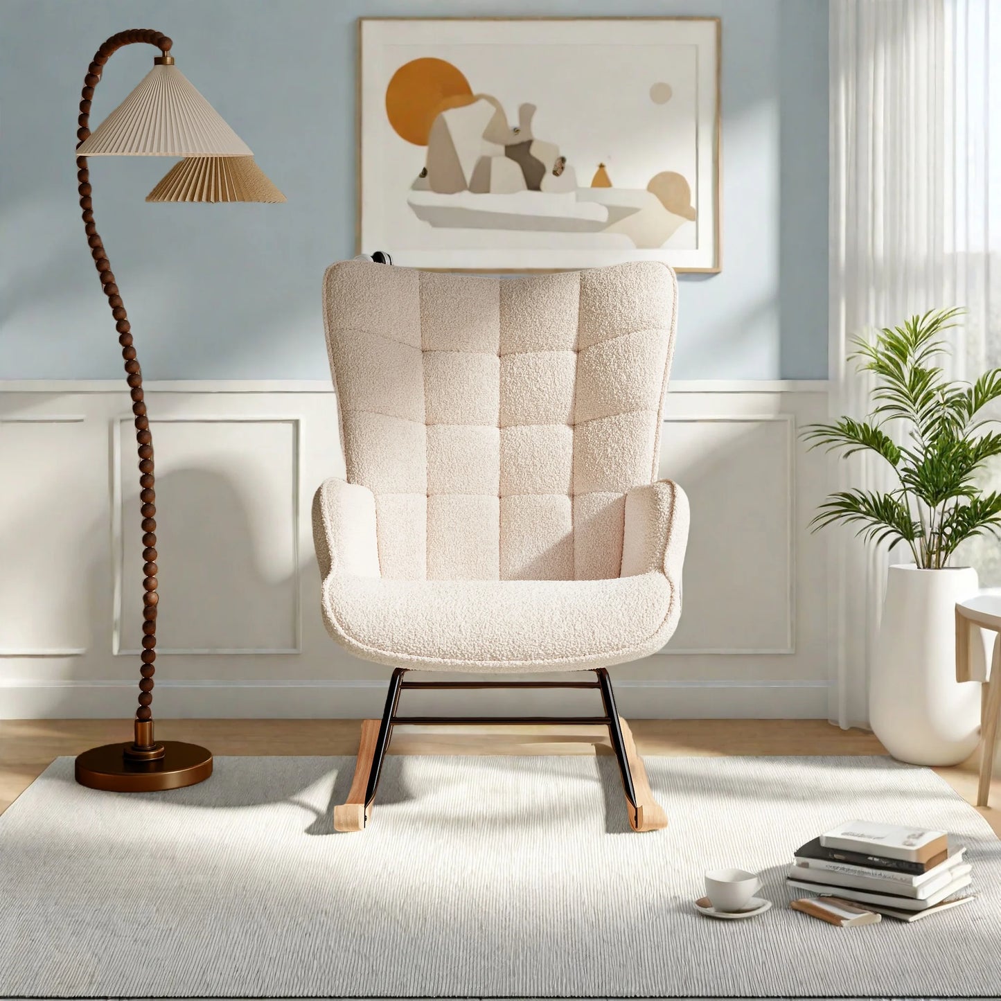Rosahqnda Gungstol – Mjuk Teddytextil & Modern Design för Vardagsrum och Små Utrymmen