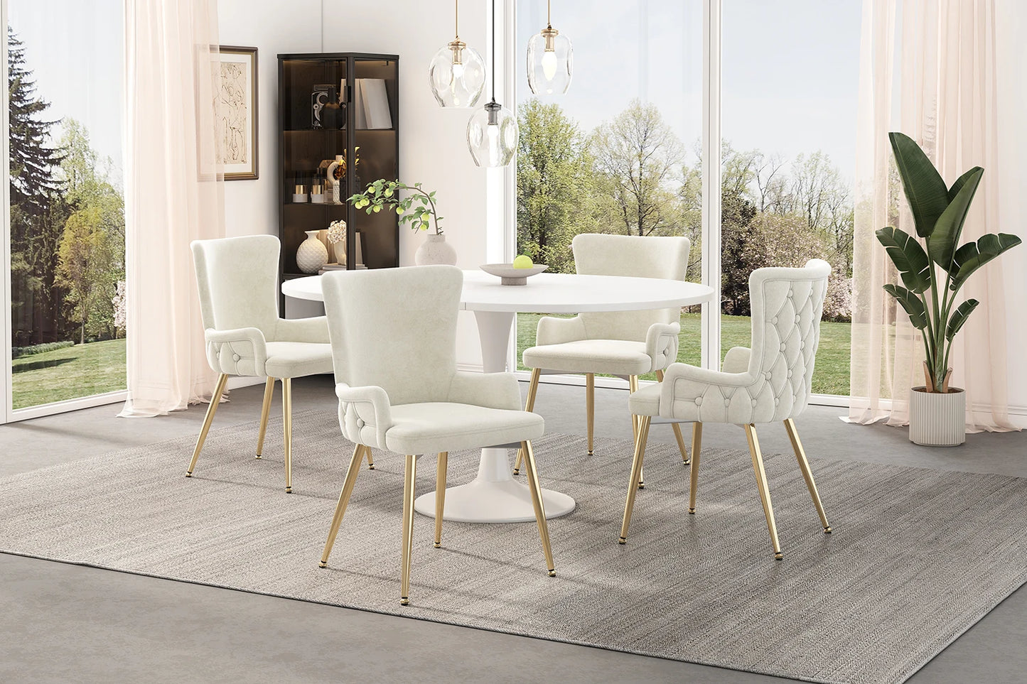 2-pack Sammetstolar med Guldben – Modern Design för Vardagsrum & Sovrum, Beige
