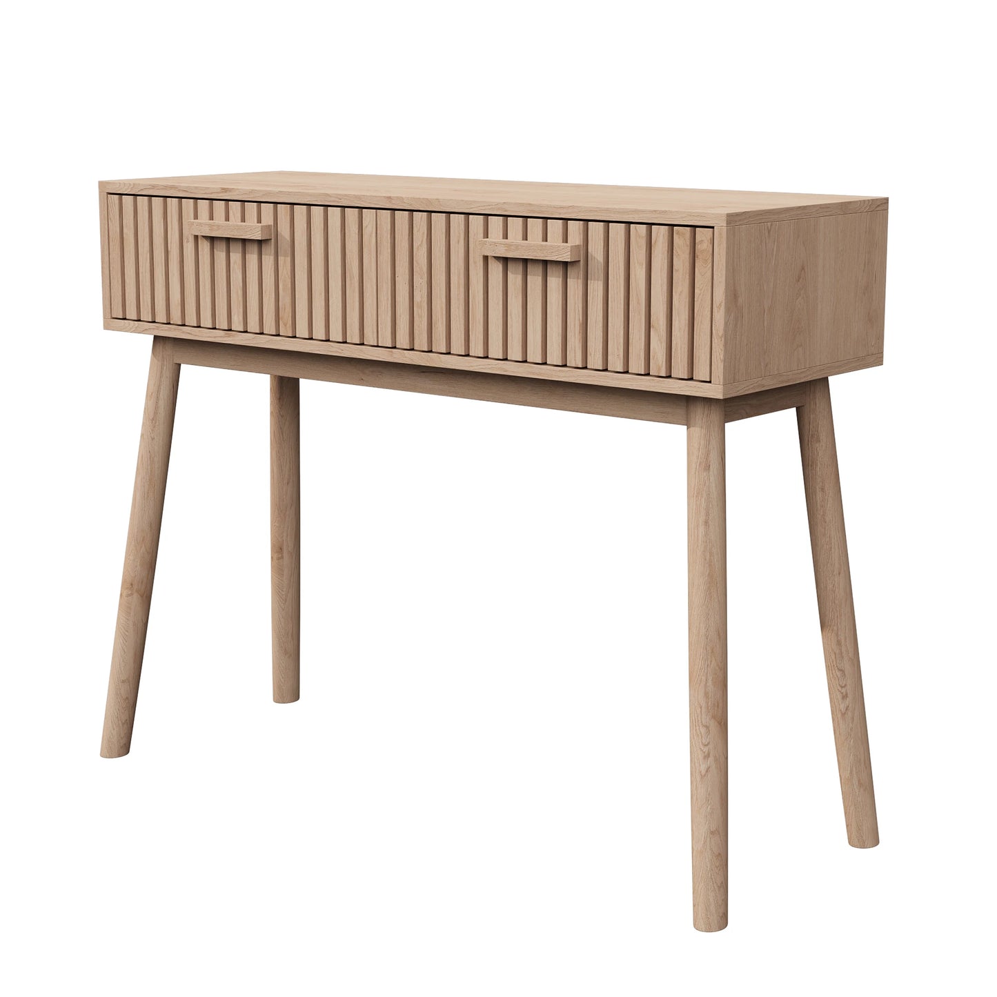 Anajqaqia Konsolbord med 2 Lådor – 100×35×80 cm – Naturlig Träfärg – Minimalistisk Design