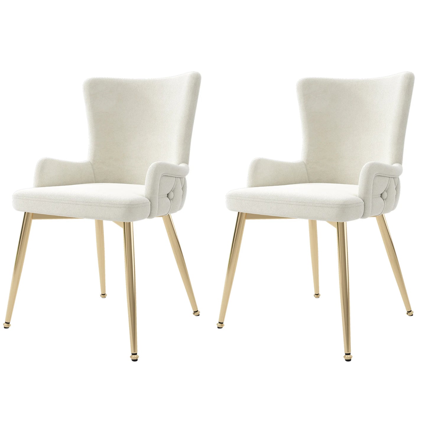 2-pack Sammetstolar med Guldben – Modern Design för Vardagsrum & Sovrum, Beige