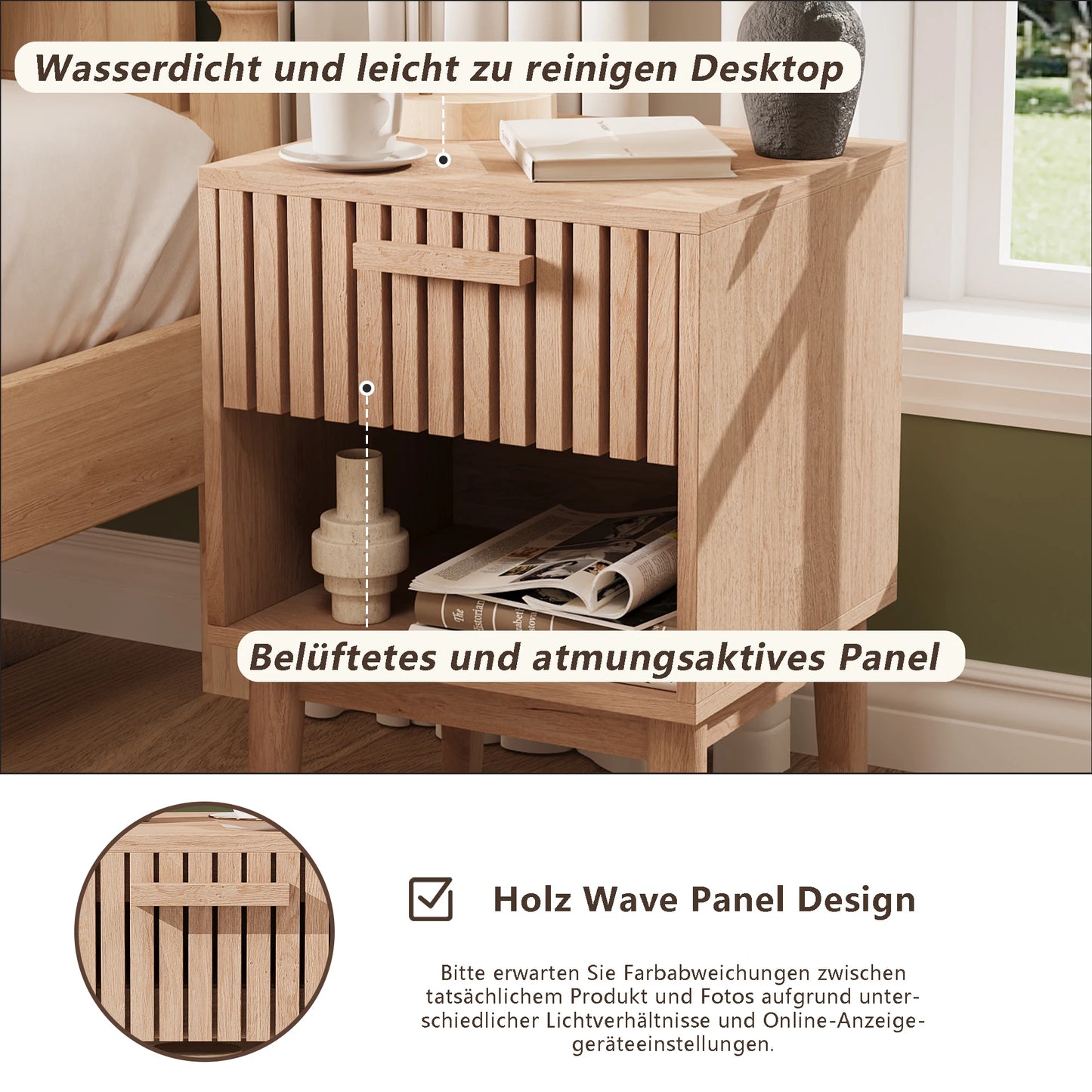 Rosahqnda Sängbord – 2-pack | Modern Marockansk Stil med Förvaring