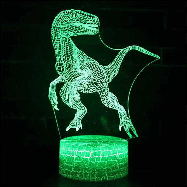 3D Dinosaur LED Nattlampa – Söt USB-lampa för barnrum och present
