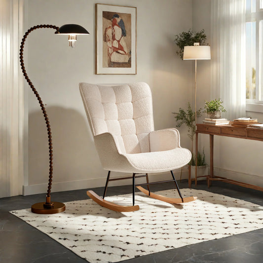 Rosahqnda Gungstol – Mjuk Teddytextil & Modern Design för Vardagsrum och Små Utrymmen
