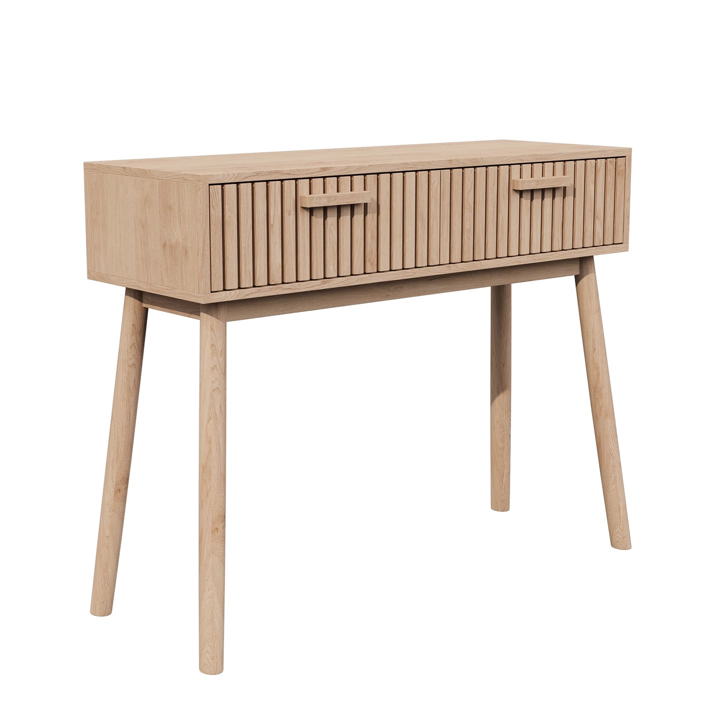 Anajqaqia Konsolbord med 2 Lådor – 100×35×80 cm – Naturlig Träfärg – Minimalistisk Design