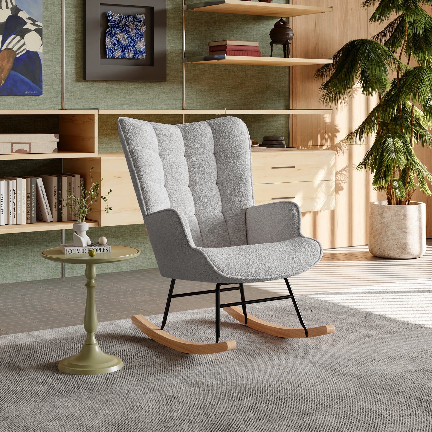 Rosahqnda Gungstol – Mjuk Teddytextil & Modern Design för Vardagsrum och Små Utrymmen