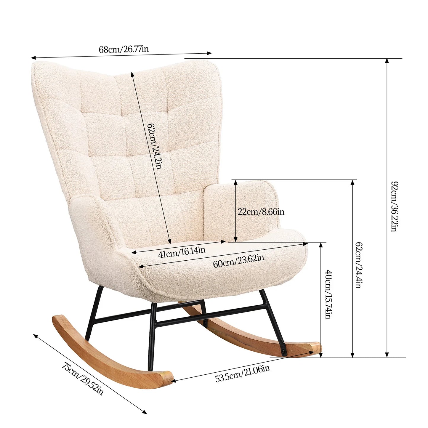 Rosahqnda Gungstol – Mjuk Teddytextil & Modern Design för Vardagsrum och Små Utrymmen