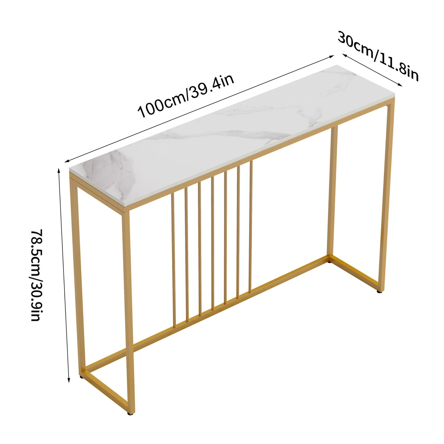 đȘ LUVODI Konsolbord â Sintersten & Guldmetall â 100Ă30Ă78.5 cm â Modern Minimalistisk Design