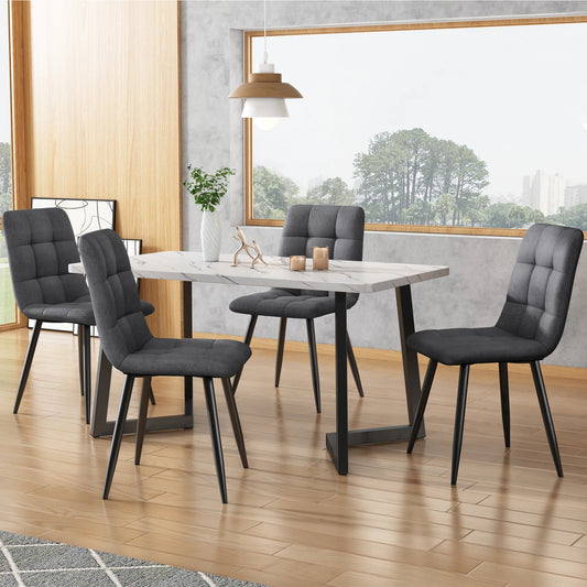 Designstolar – 4-pack i Mörkgrön Sammet med Metallben