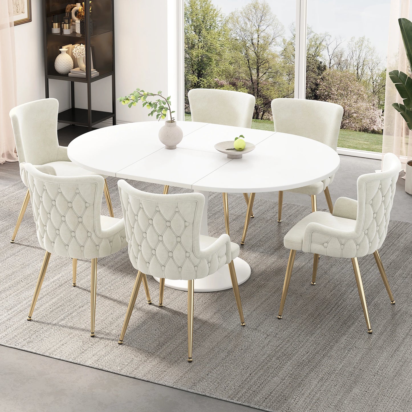 2-pack Sammetstolar med Guldben – Modern Design för Vardagsrum & Sovrum, Beige
