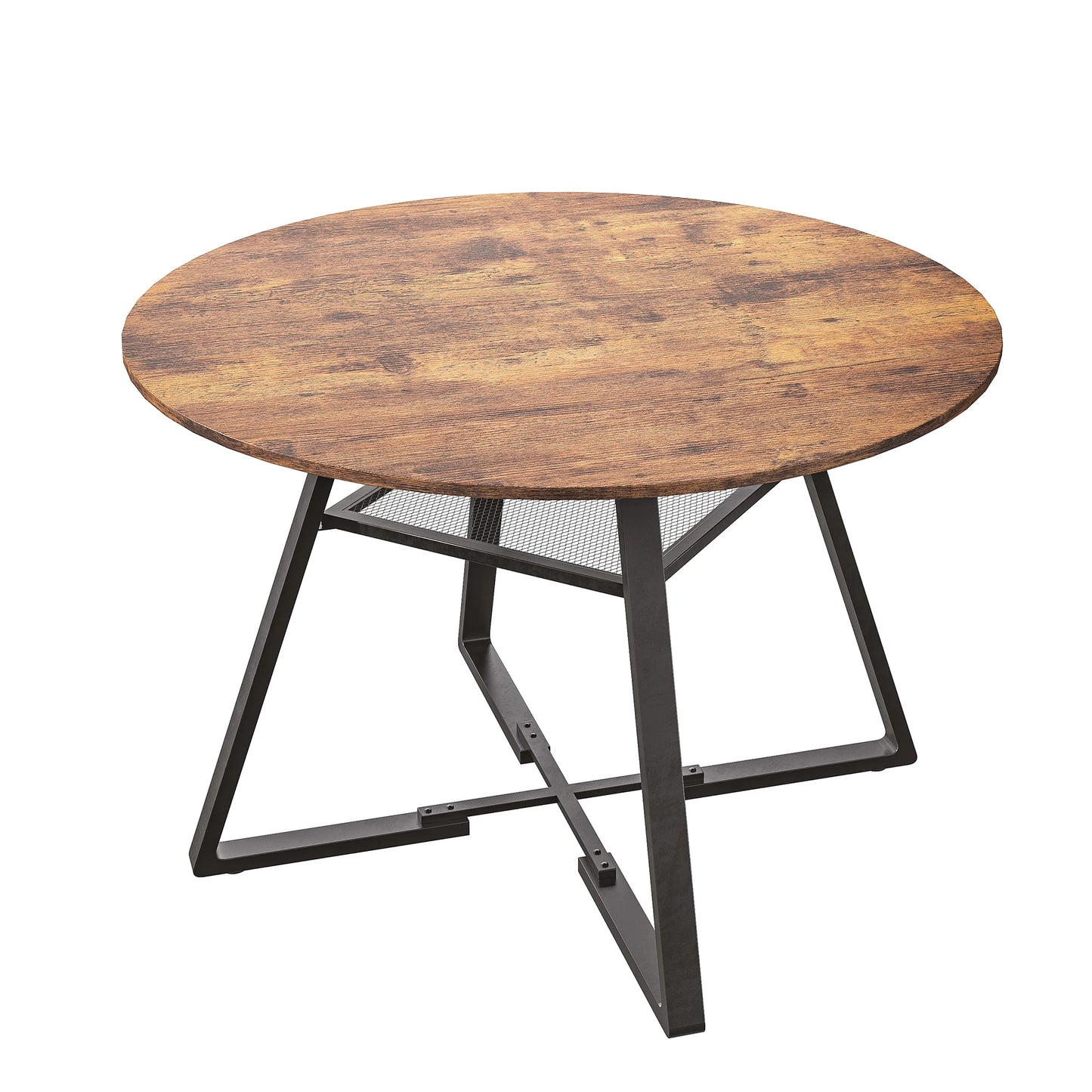 Rosahqnda Rund Matbord med Hylla och Metallben – Industriell Design för Kök, Vardagsrum och Matsal (120 cm, 4–6 personer