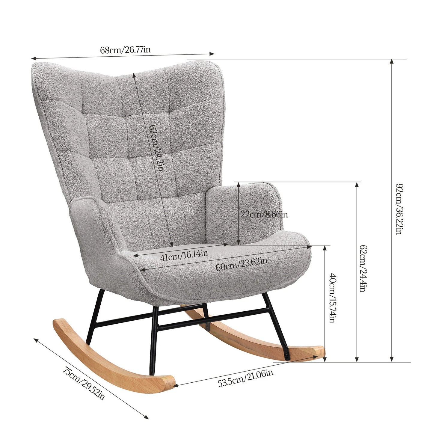 Rosahqnda Gungstol – Mjuk Teddytextil & Modern Design för Vardagsrum och Små Utrymmen
