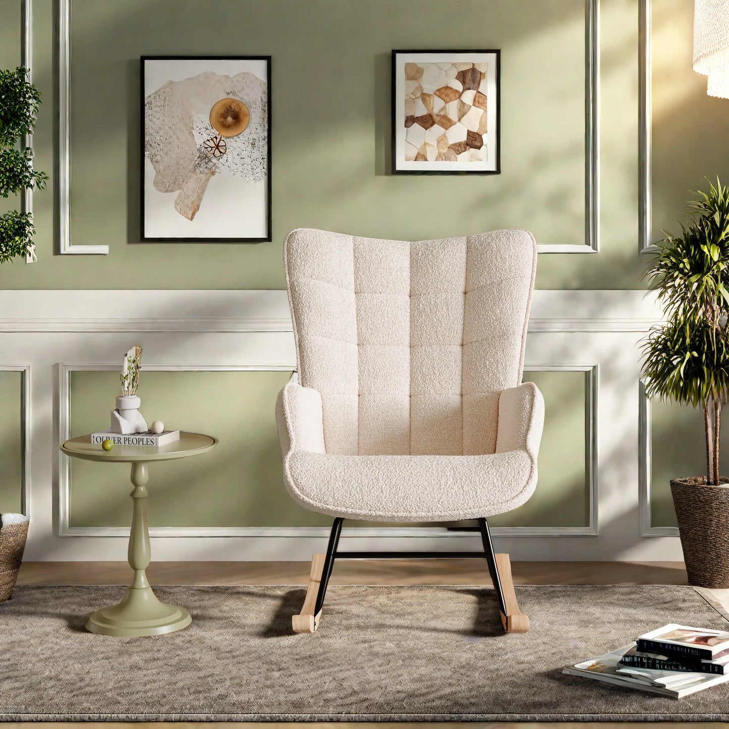 Rosahqnda Gungstol – Mjuk Teddytextil & Modern Design för Vardagsrum och Små Utrymmen
