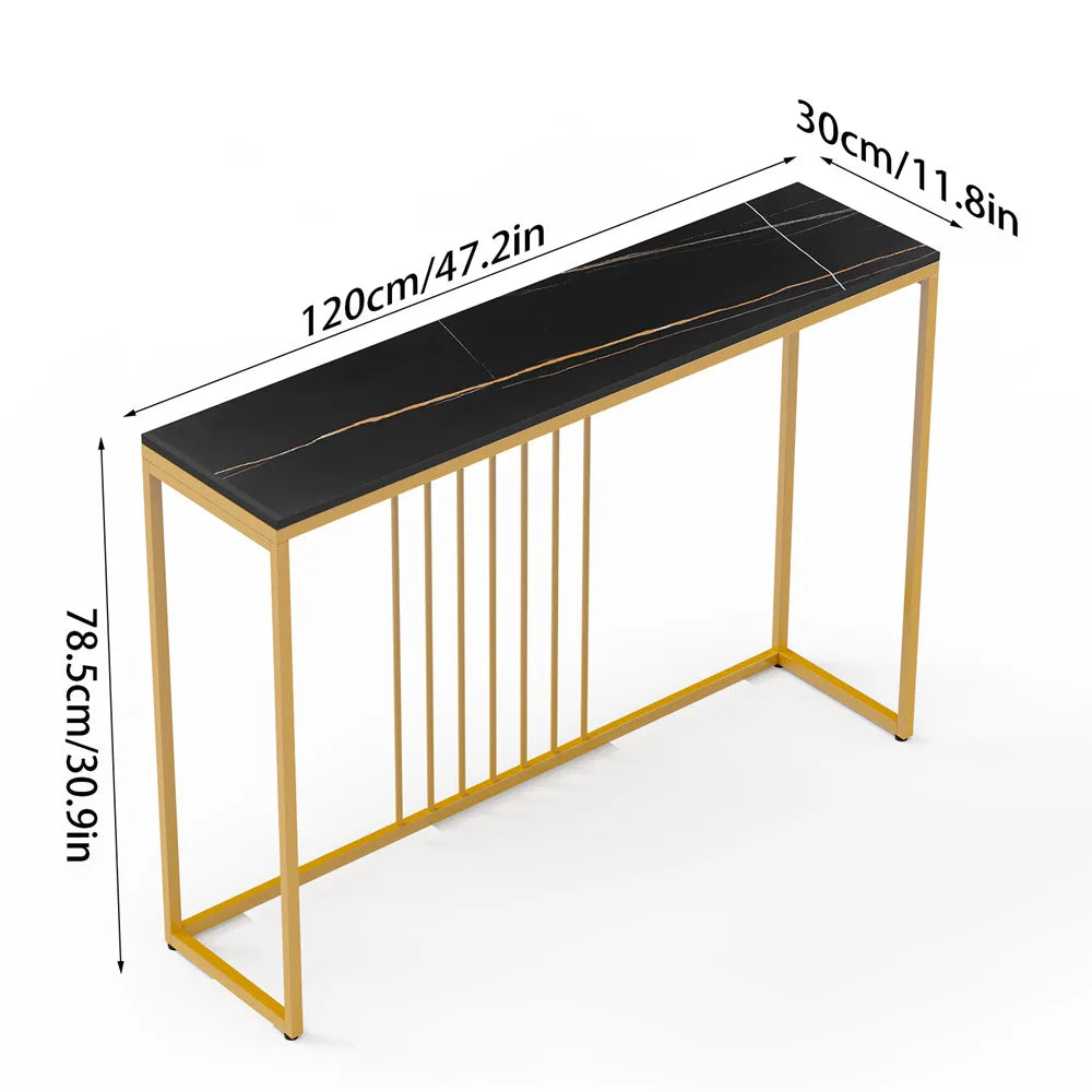 đȘ LUVODI Konsolbord â Sintersten & Guldmetall â 100Ă30Ă78.5 cm â Modern Minimalistisk Design