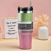 Diamond Termosmugg 900ml – Rostfritt Stål med Sugrör & Spillfritt Lock