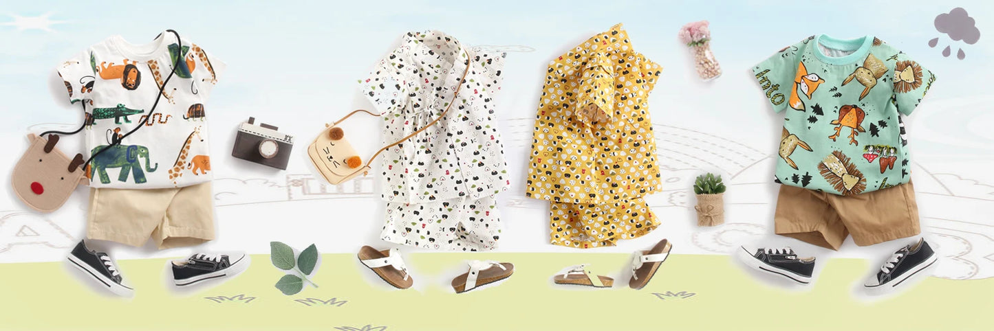 Sanlutoz Baby Pyjamas – 100% Kammad Bomull – Djurmotiv – 2-delad Set för Nyfödda & Småbarn (0–4 år)