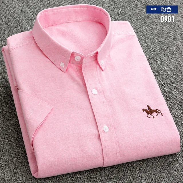 Herrskjorta i 100% Bomull – Oxfordväv – Kortärmad – Slim Fit – Vår & Sommar