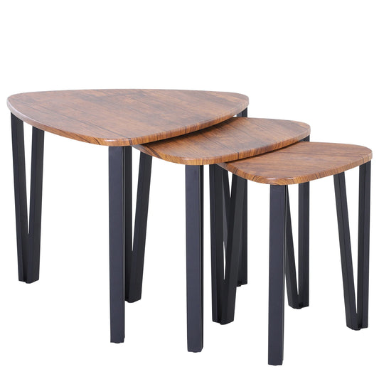 HOMCOM Set med 3 Moderna Soffbord – Nestdesign med Metallben