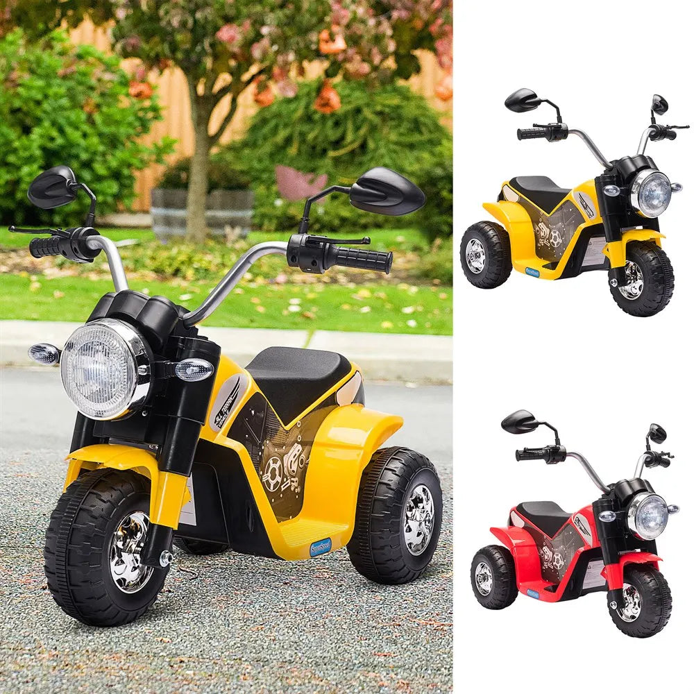 đ” HOMCOM Elektrisk Trehjulig Motorcykel för Barn â 6V â Med StrĂ„lkastare & Tuta â 18â36 MĂ„nader