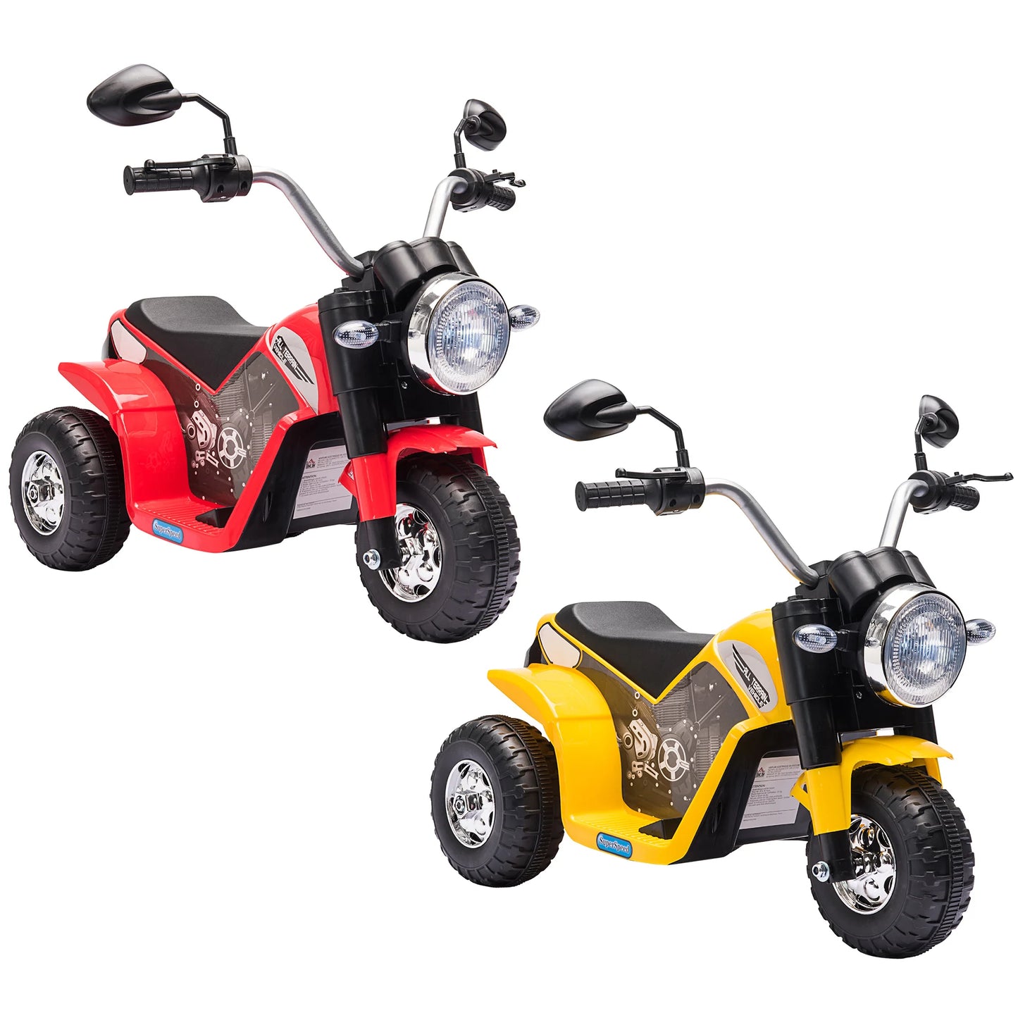 đ” HOMCOM Elektrisk Trehjulig Motorcykel för Barn â 6V â Med StrĂ„lkastare & Tuta â 18â36 MĂ„nader