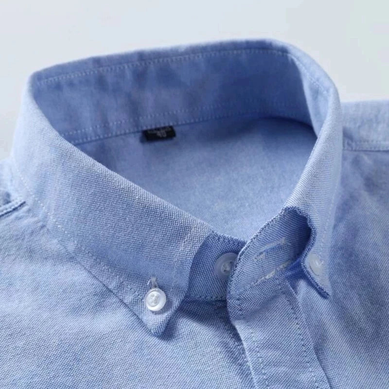 Herrskjorta i 100% Bomull – Oxfordväv – Kortärmad – Slim Fit – Vår & Sommar