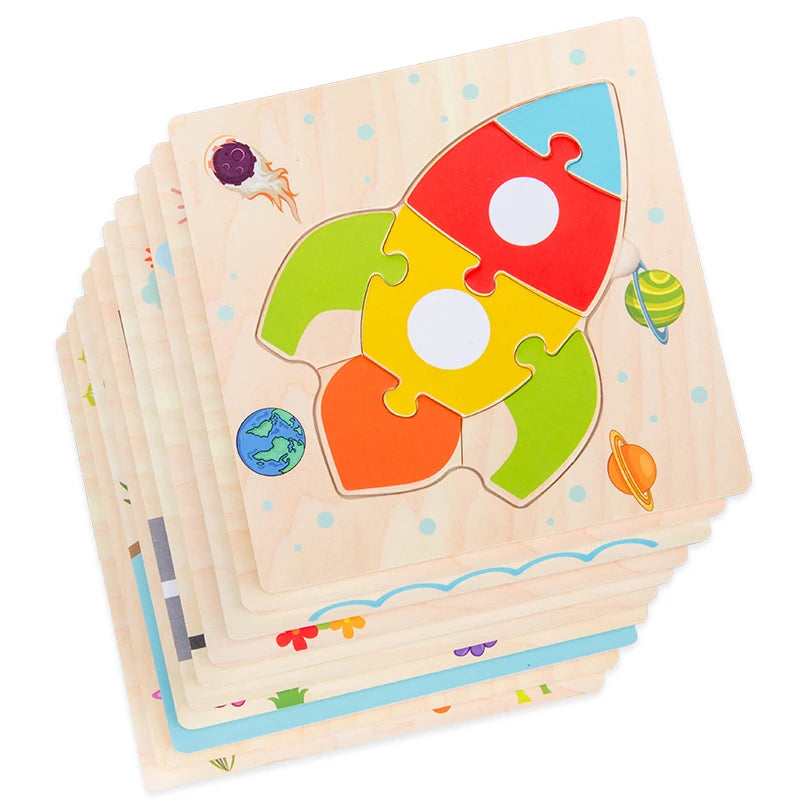 Träpussel 3D – Djurmotiv & Tangram för Barn | Pedagogisk Leksak från 3 år