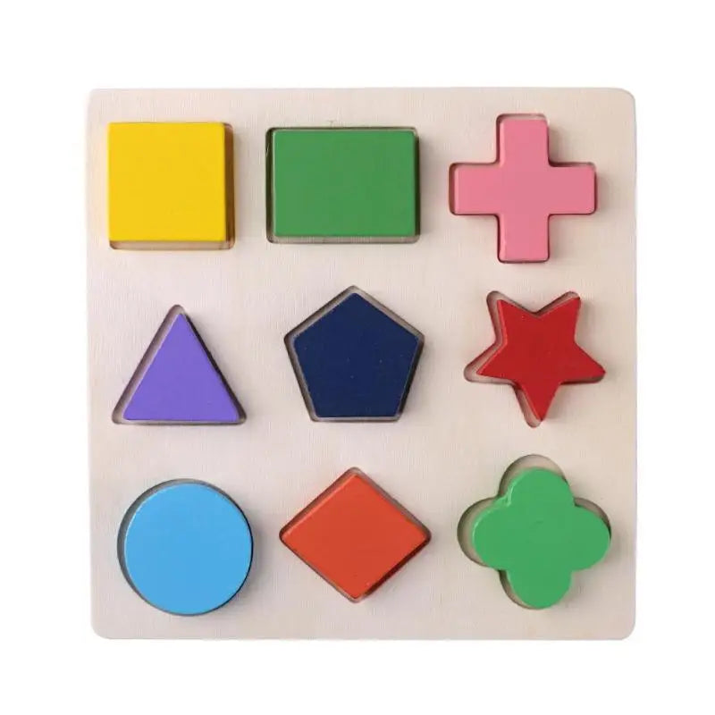 Träpussel Montessori – Geometriska Former & Sorteringslek | Pedagogisk Leksak för Barn från 3 år