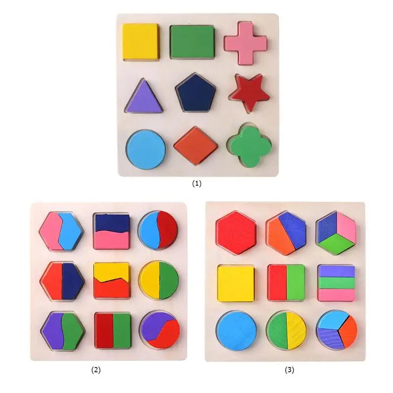 Träpussel Montessori – Geometriska Former & Sorteringslek | Pedagogisk Leksak för Barn från 3 år