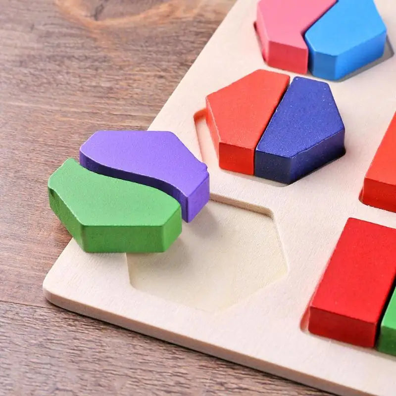 Träpussel Montessori – Geometriska Former & Sorteringslek | Pedagogisk Leksak för Barn från 3 år