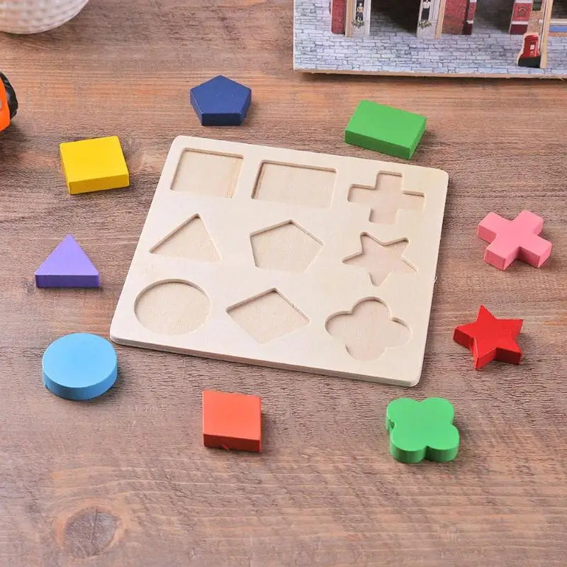 Träpussel Montessori – Geometriska Former & Sorteringslek | Pedagogisk Leksak för Barn från 3 år