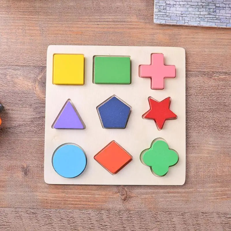 Träpussel Montessori – Geometriska Former & Sorteringslek | Pedagogisk Leksak för Barn från 3 år