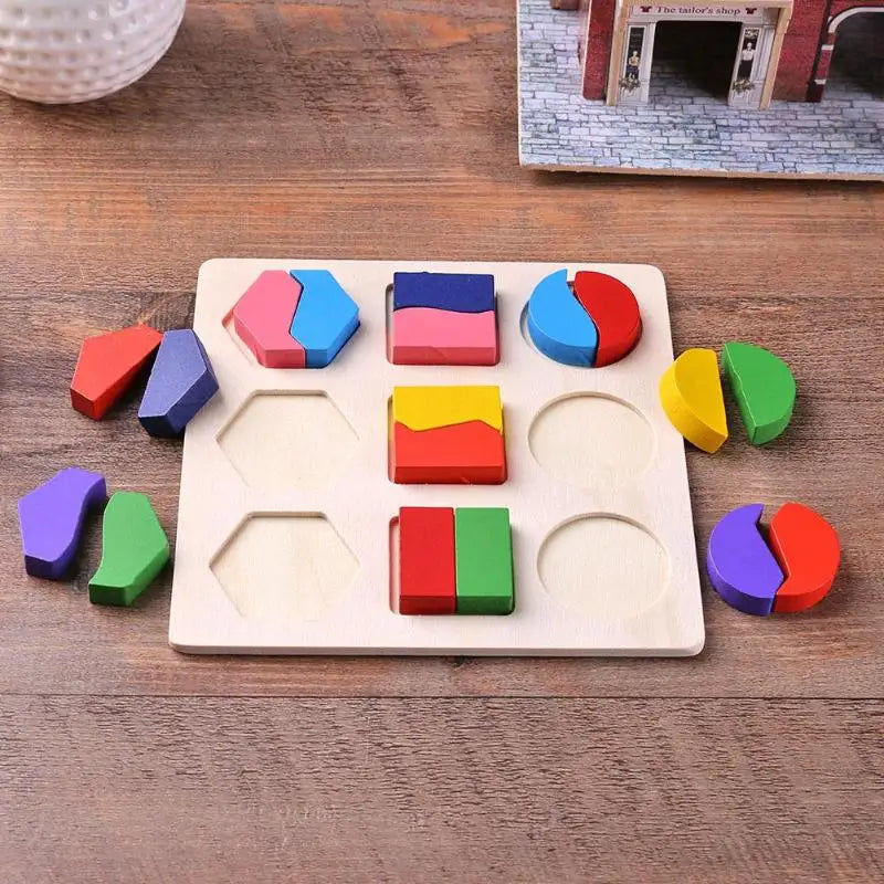 Träpussel Montessori – Geometriska Former & Sorteringslek | Pedagogisk Leksak för Barn från 3 år