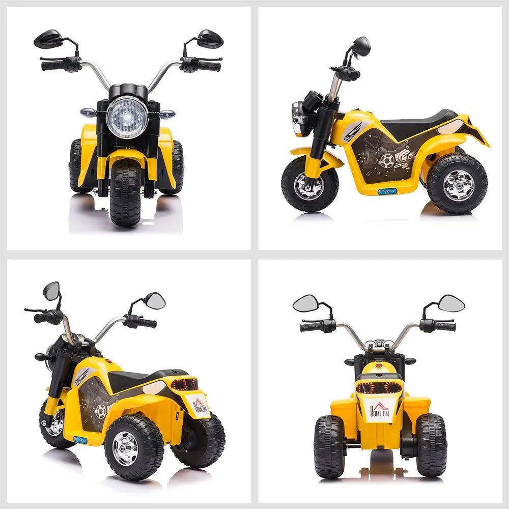 đ” HOMCOM Elektrisk Trehjulig Motorcykel för Barn â 6V â Med StrĂ„lkastare & Tuta â 18â36 MĂ„nader