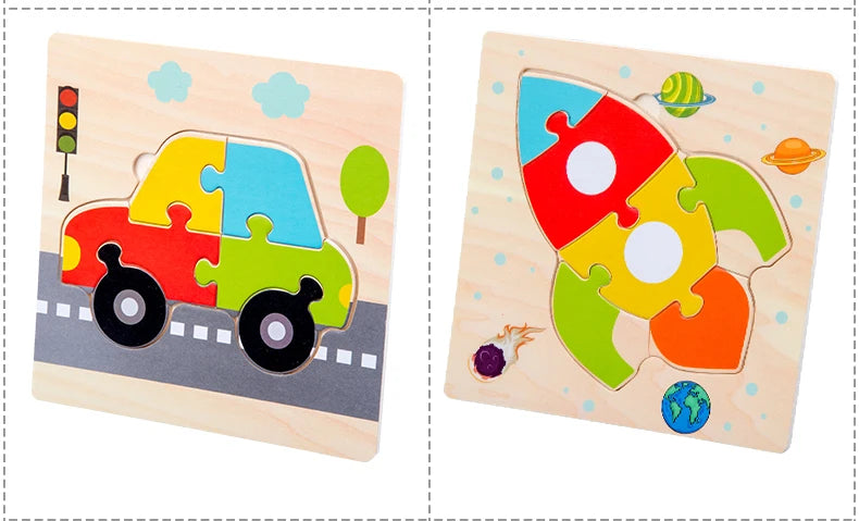 Träpussel 3D – Djurmotiv & Tangram för Barn | Pedagogisk Leksak från 3 år