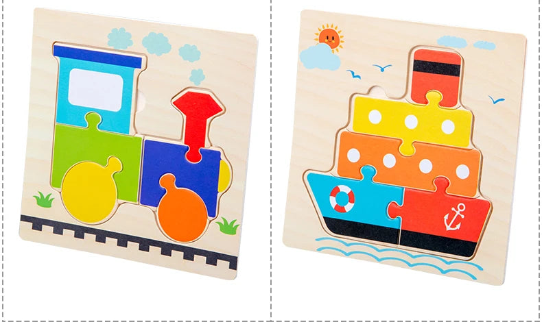 Träpussel 3D – Djurmotiv & Tangram för Barn | Pedagogisk Leksak från 3 år
