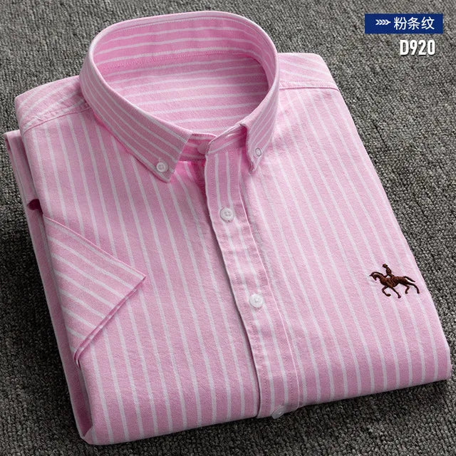 Herrskjorta i 100% Bomull – Oxfordväv – Kortärmad – Slim Fit – Vår & Sommar