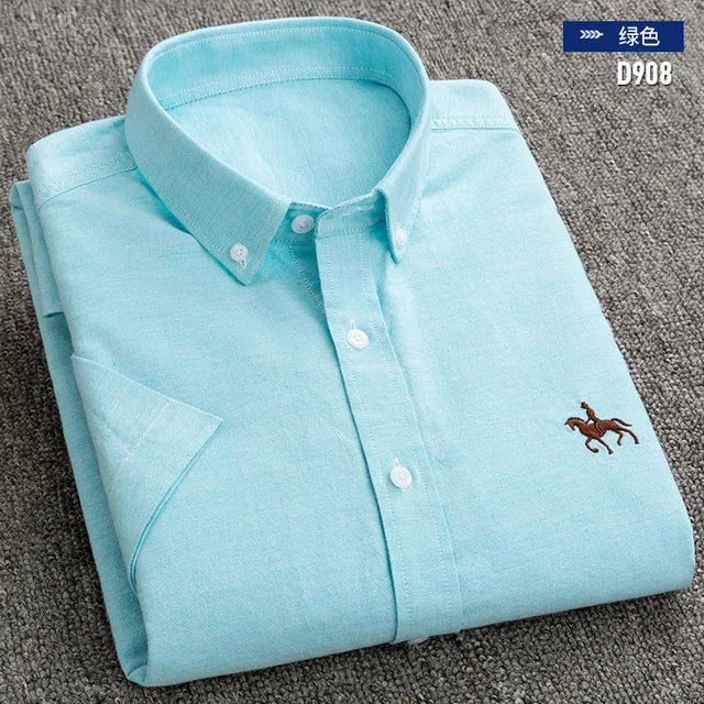 Herrskjorta i 100% Bomull – Oxfordväv – Kortärmad – Slim Fit – Vår & Sommar