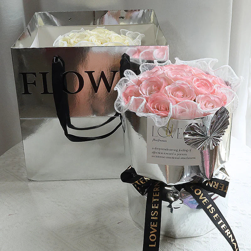 Lyxig Tvålblommebukett i Presentbox – 3 Eleganta Stilar
