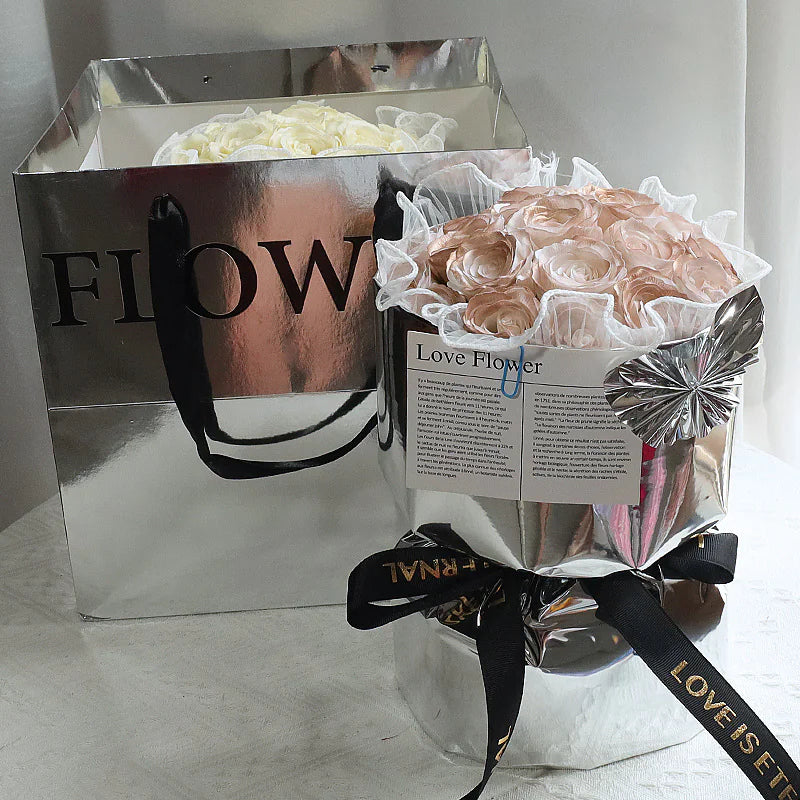 Lyxig Tvålblommebukett i Presentbox – 3 Eleganta Stilar