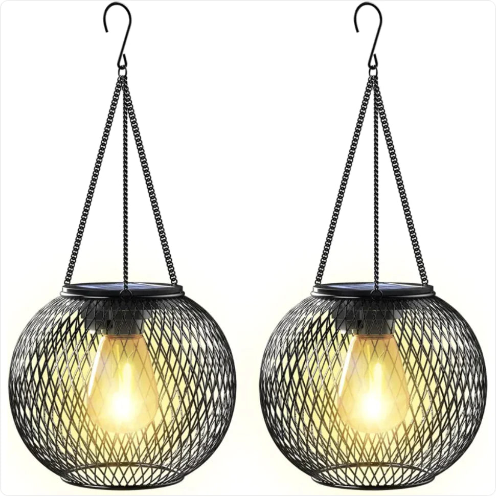 Solcellsdriven Hängande Trädgårdslampa – Varmvitt Ljus för Balkong & Utomhus