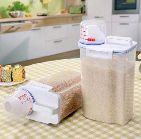 2KG Spannmålsbehållare med Måttkopp – Smart Förvaring för Ditt Kök
